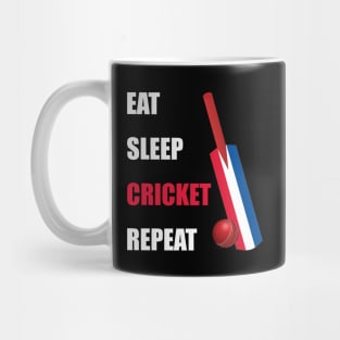 Eat Sleep Cricket Repeat Netherlands Flag Cricket Bat Mug